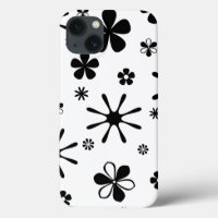 Flower Print Black and White Speck iPhone Case