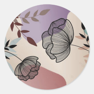 flower print classic round sticker