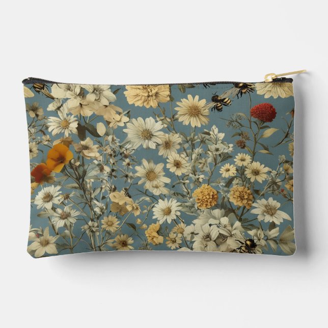 Flower Print Cut Sew Small Accessory Pouch (Back)