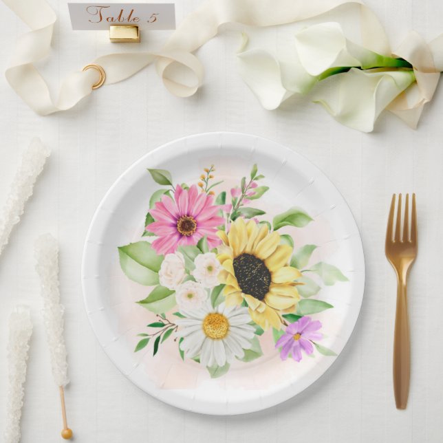 Flower Print  Paper Plate (Wedding)