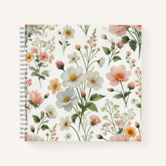 flower-printed notebook