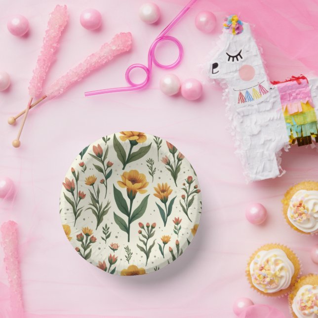 flower-printed paper plate (Party)