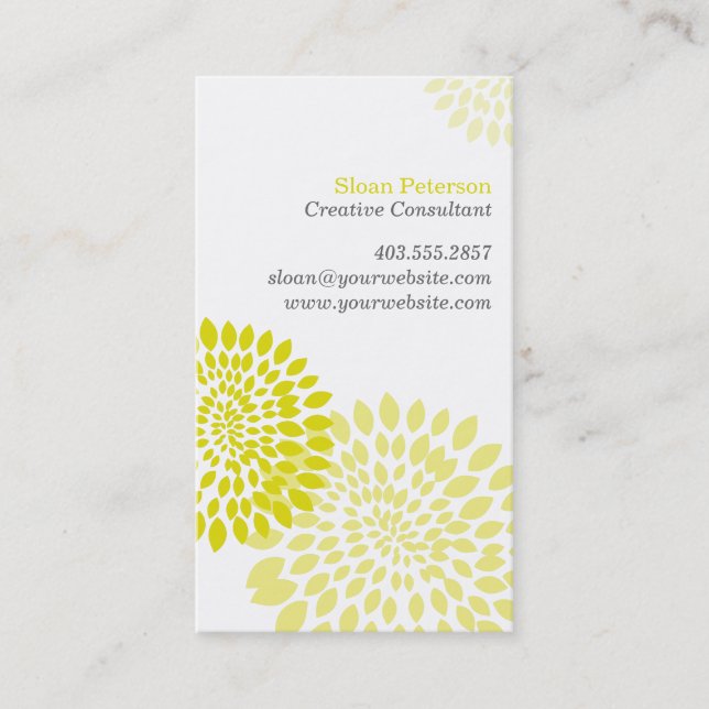 Flower Puff Green Business Card (Front)