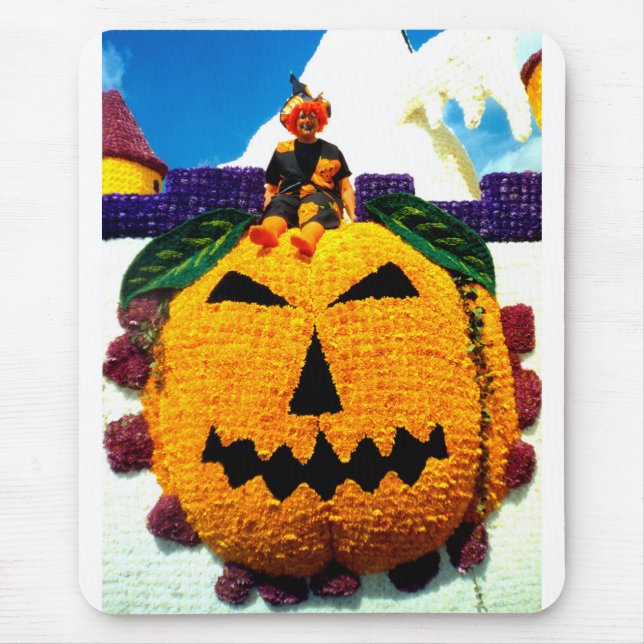 Flower pumpkin and witch mouse mat (Front)
