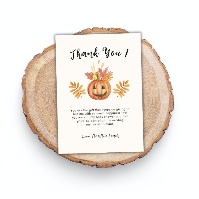 Flower Pumpkin Halloween Fall Baby Shower  Thank You Card (Flower Pumpkin Halloween Fall Baby Shower Thank You Card)