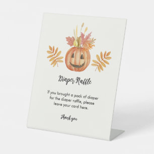 Flower Pumpkin Halloween Fall Diaper Raffle  Pedestal Sign