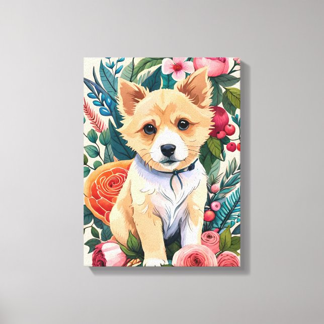 Flower Pup Canvas Print (Front)