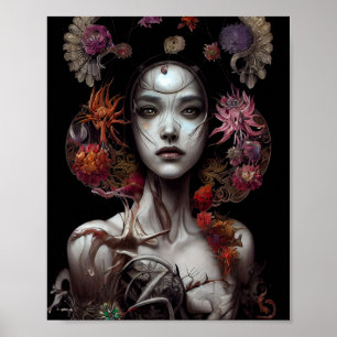 Flower Queen Surreal Gothic Fantasy Art Poster