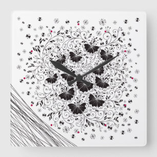 Flower rabbit 05. 〜Flowers with rabbit 05〜 Square Wall Clock