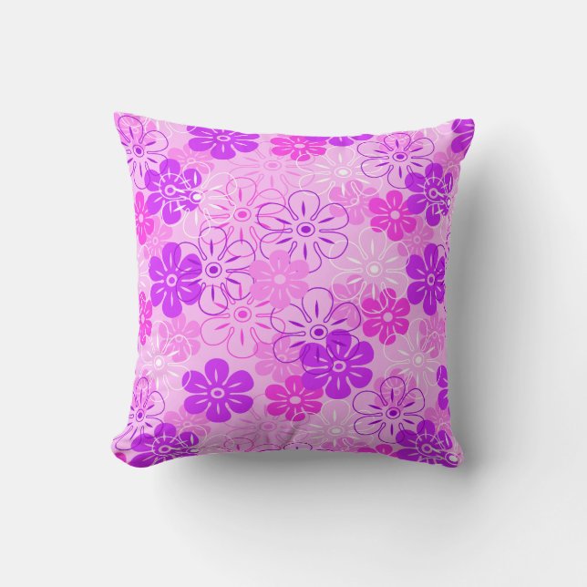 Flower Rain Hawaiian Retro Floral Cushion (Front)