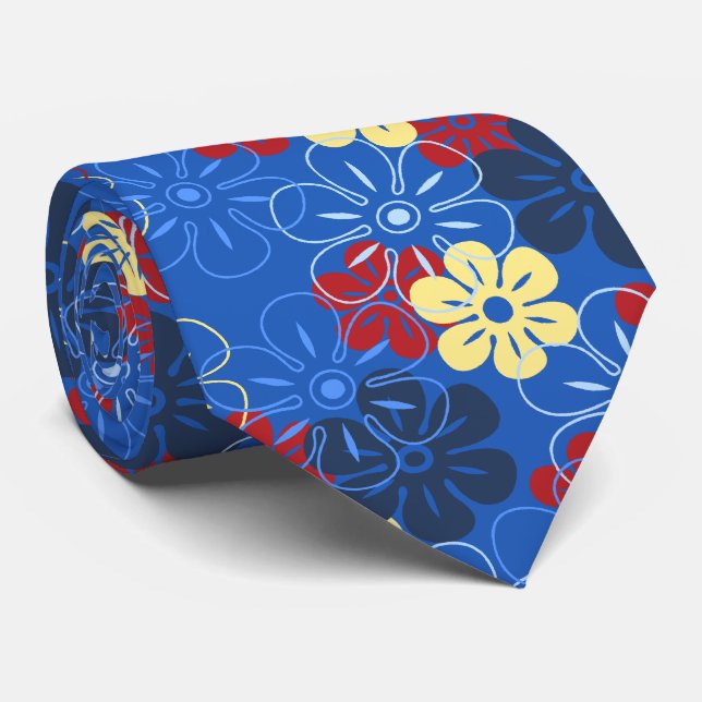 Flower Rain Hawaiian Two-sided Printed Tie (Rolled)