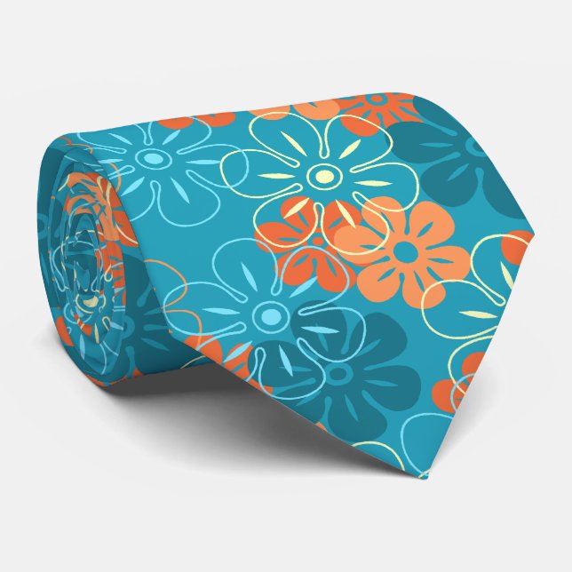 Flower Rain Hawaiian Two-sided Printed Tie (Rolled)