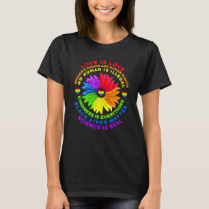 Flower Rainbow Human Black Lives Rights Science Lg T-Shirt