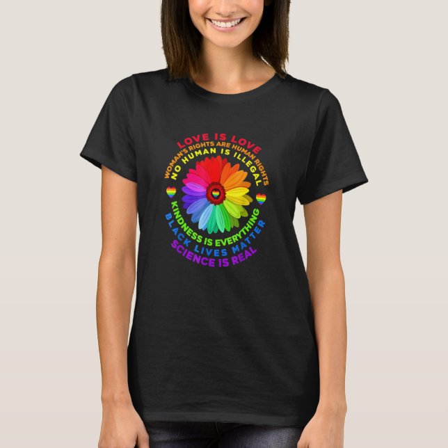 Flower Rainbow Human Black Lives Rights Science Lg T-Shirt (Front)