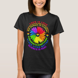 Flower Rainbow Human Black Lives Rights Science Lg T-Shirt