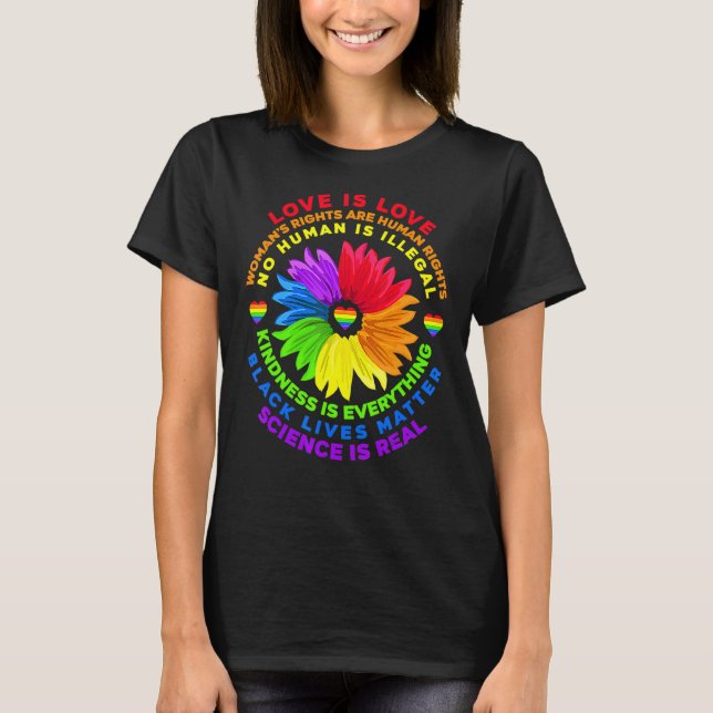 Flower Rainbow Human Black Lives Rights Science Lg T-Shirt (Front)