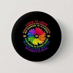 Flower Rainbow Human Rights LGBT Love Is Love 6 Cm Round Badge