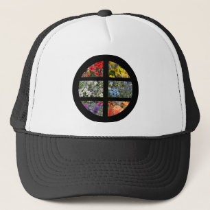 Flower Rainbow in Stained Glass Black Frame Trucker Hat