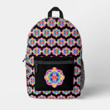 Flower Rainbow mandala school bag
