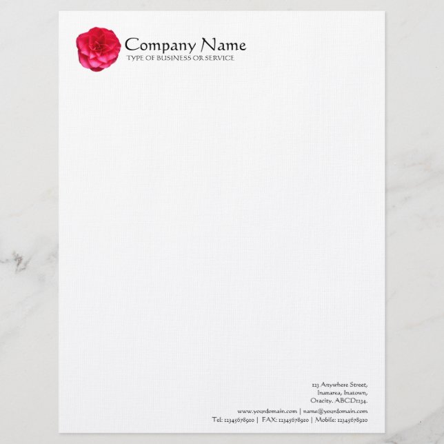 Flower - Red Camelia Customized Letterhead (Front)