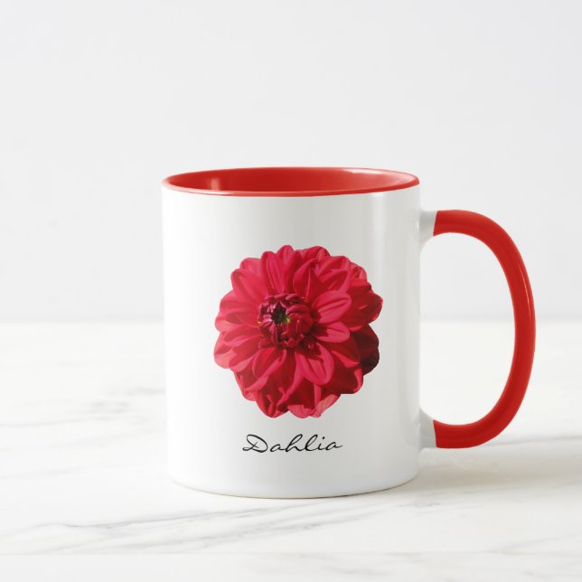 Flower Red Dahlia Garden Photo Mug (Right)
