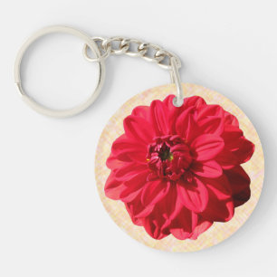 Flower Red Dahlia Photo Key Ring