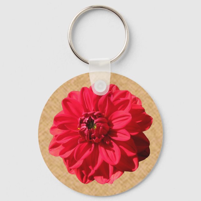 Flower Red Dahlia Photo Key Ring (Front)