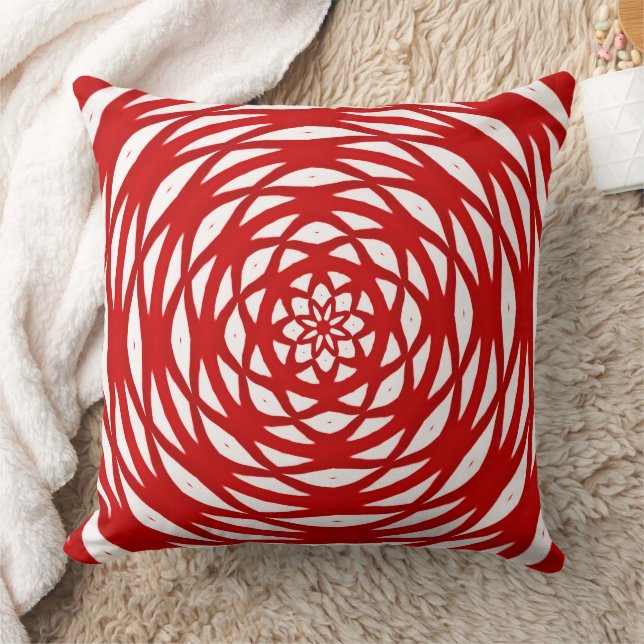 Flower Red White Christmas Modern Design Cushion (Blanket)
