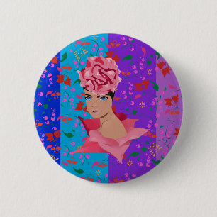 Flower Renewal Bright Floral Girl 6 Cm Round Badge