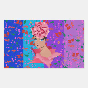Flower Renewal Bright Floral Girl Rectangular Sticker