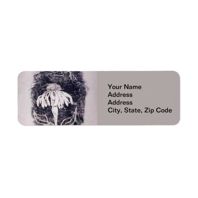 Flower Return Address Label , purple cone flower. (Front)