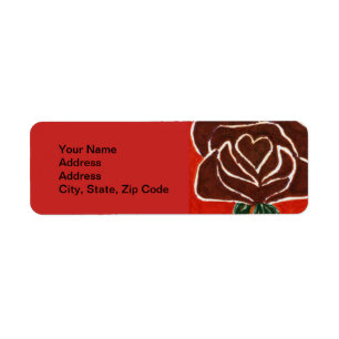 Flower Return Address Label, rose heart 7