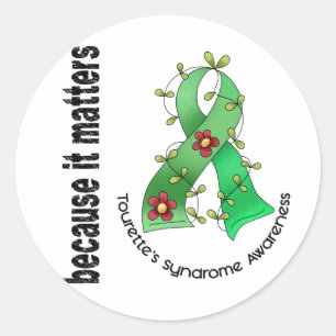 Flower Ribbon 3 Tourette's Syndrome Classic Round Sticker