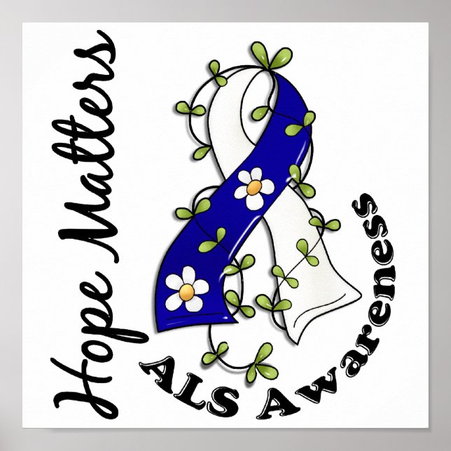 Flower Ribbon 4 Hope Matters ALS Poster (Front)