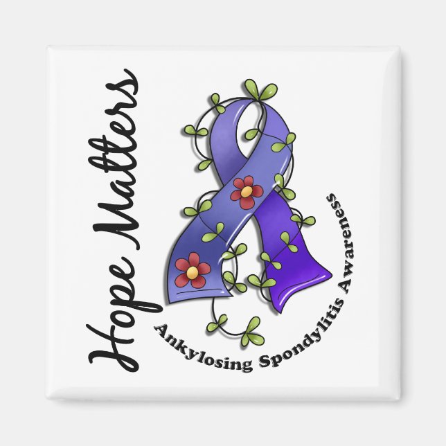 Flower Ribbon 4 Hope Matters Ankylosing Spondyliti Magnet (Front)