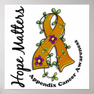 Flower Ribbon 4 Hope Matters Appendix Cancer Poster
