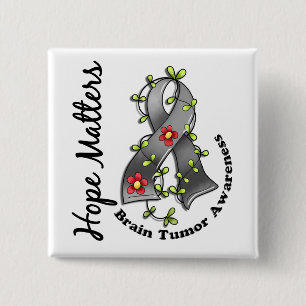 Flower Ribbon 4 Hope Matters Brain Tumour 15 Cm Square Badge