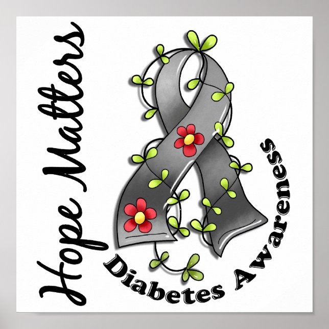 Flower Ribbon 4 Hope Matters Diabetes Poster (Front)