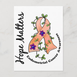 Flower Ribbon 4 Hope Matters Endometrial Cancer Postcard
