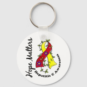 Flower Ribbon 4 Hope Matters Hepatitis C Key Ring