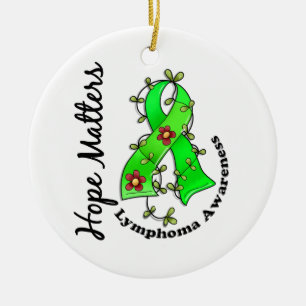 Flower Ribbon 4 Hope Matters Lymphoma Ceramic Tree Decoration