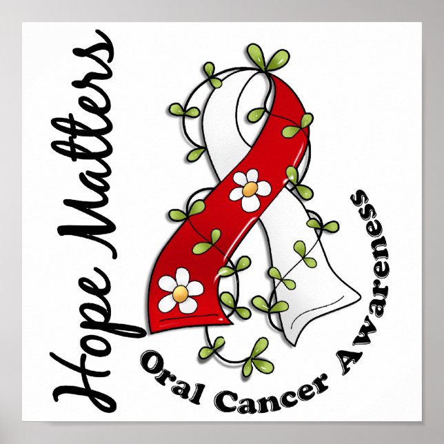 Flower Ribbon 4 Hope Matters Oral Cancer Poster (Front)