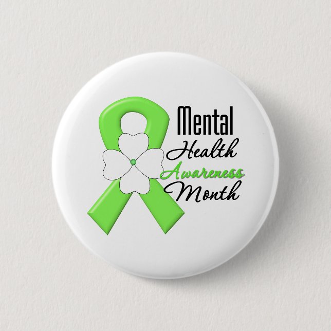 Flower Ribbon - Mental Health Awareness Month 6 Cm Round Badge (Front)