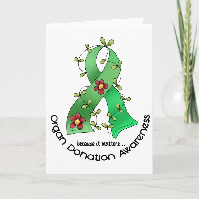 Flower Ribbon ORGAN DONATION AWARENESS Apparel Card (Front)