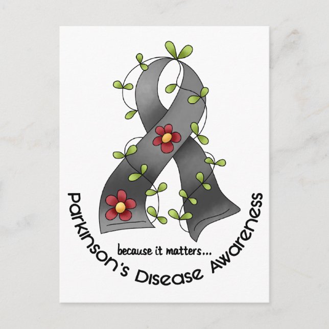 Flower Ribbon PARKINSON’S DISEASE AWARENESS Tees Postcard (Front)