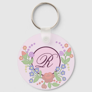 flower ring personalized key ring