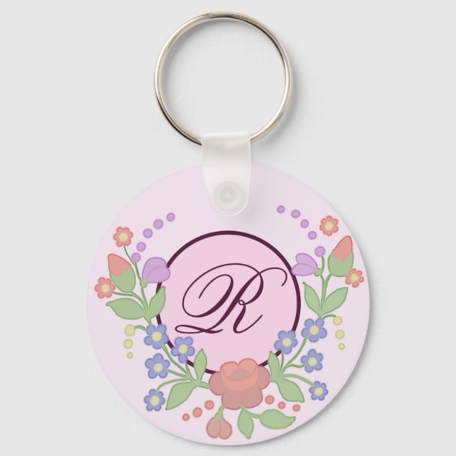 flower ring personalized key ring (Front)