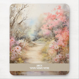 Flower road Pink Mouse Mat