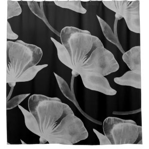 Flower rose illustration watercolor seamless patte shower curtain