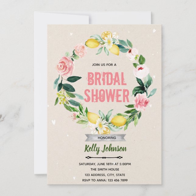 Flower rose lemon invite (Front)